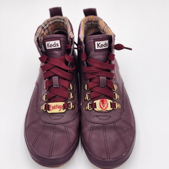 Keds Scout Fabric Lined Waxed Rain Ankle Bootie Burgundy Sneakers Size 7.5 S0048 - Picture 4 of 13